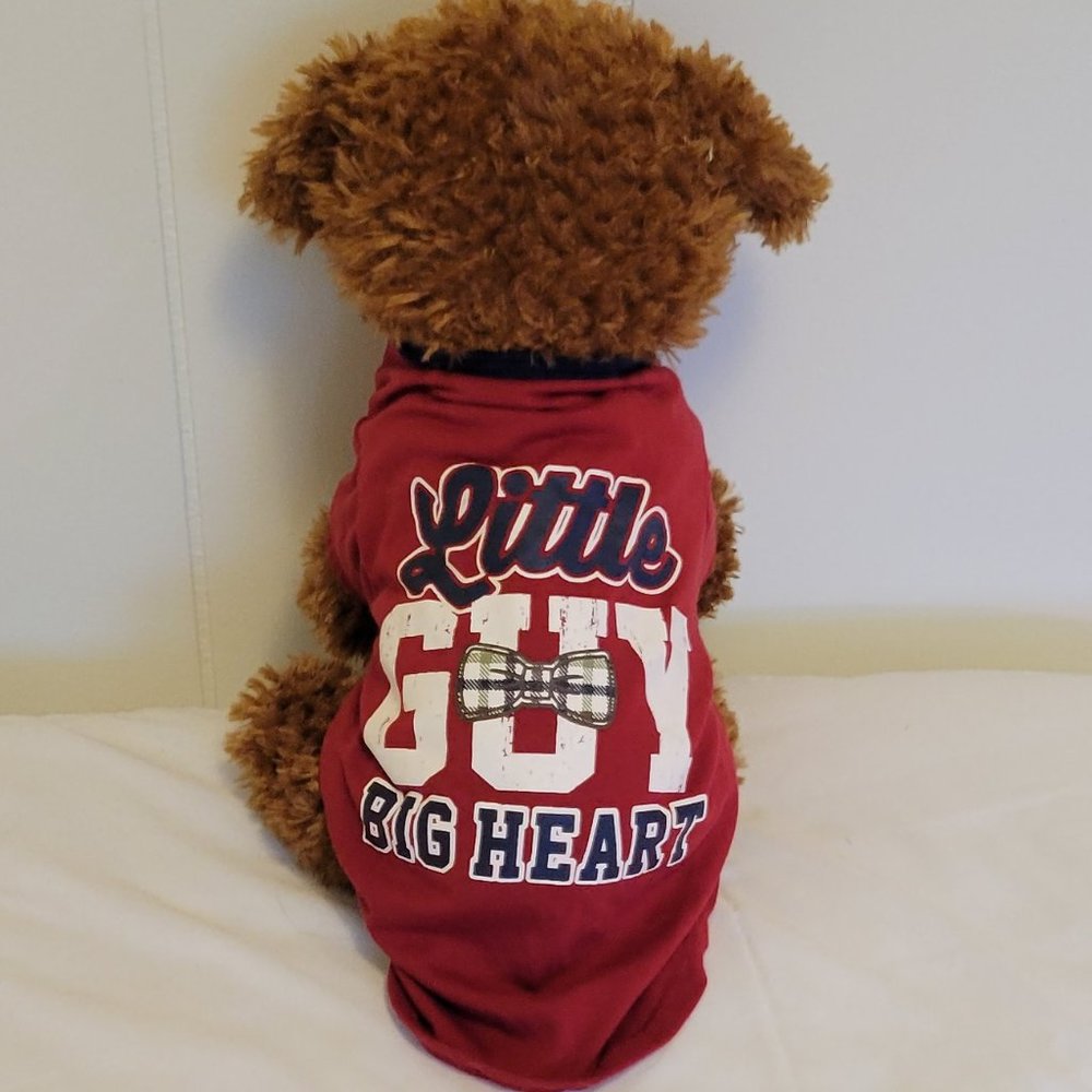 ❣️HP❣️Little Guy Big Heart doggie red & white T-shirt. Sz: S